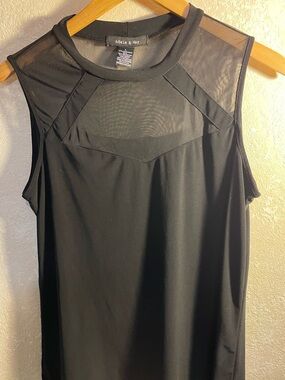Adele & Jay Black Mesh Yoke Sleeveless Tank